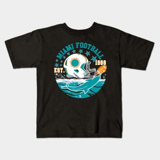 Miami Est 1966 Football Helmet Novelty Dolphin Sports Kids T-Shirt